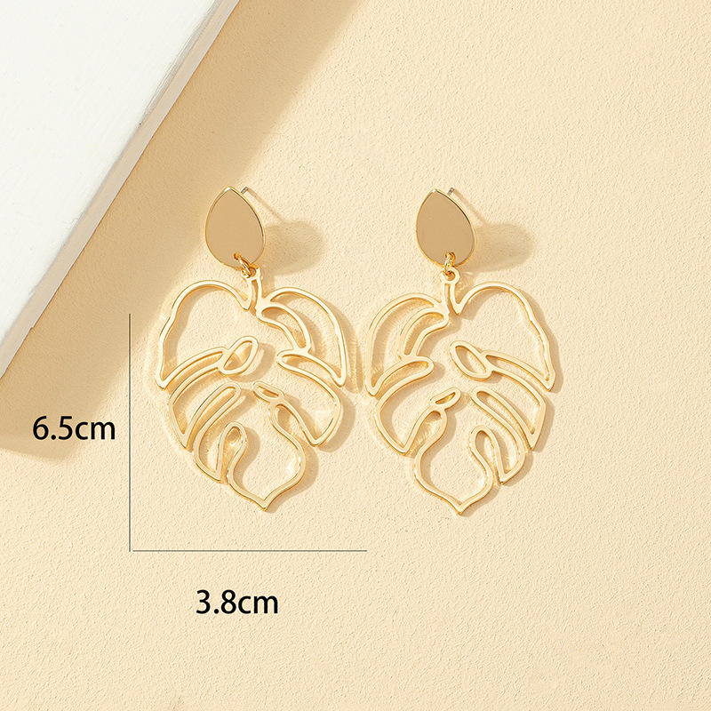 1 Pair Simple Style Leaf Plating Alloy Drop Earrings display picture 2