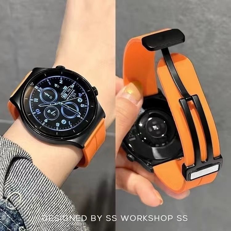 シリコン時計ストラップ 20mm22mm インターフェース幅ユニバーサル耳針取り外し交換用磁気折りたたみバックル時計ストラップ|undefined