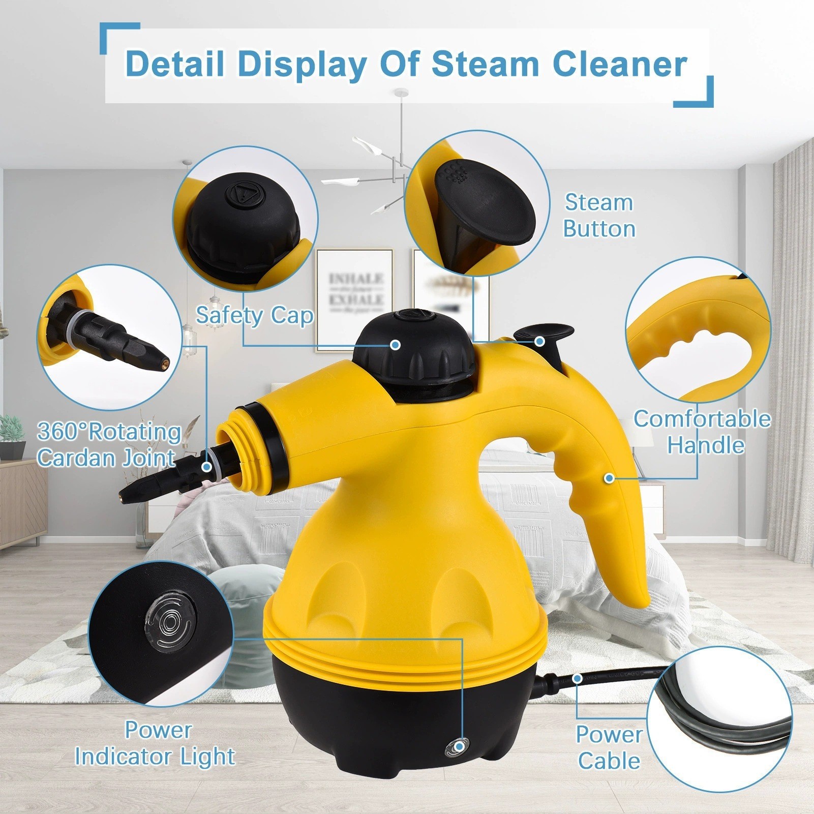 亚马逊 手持家用多功能高温清洁器 高压蒸汽清洁机 STEAM CLEANER
