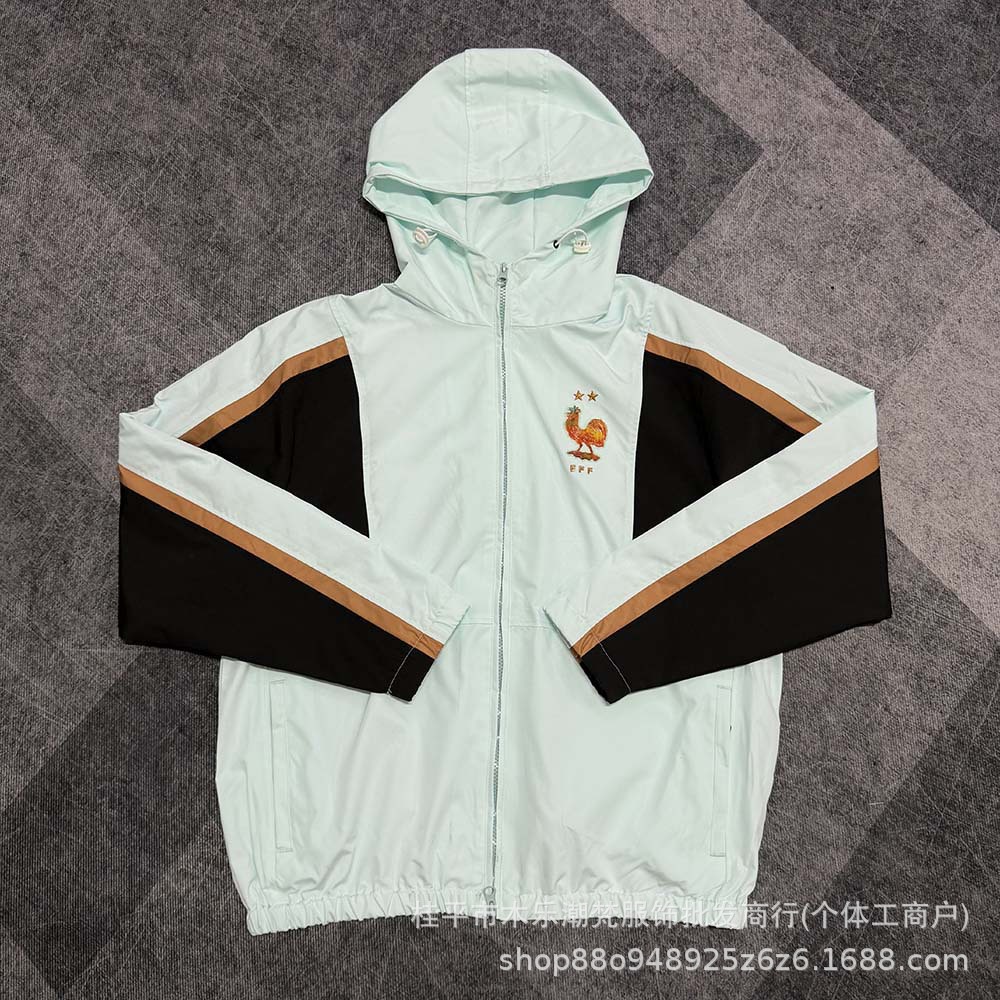 2026 World Cup France National Team Light Green Jacket Hooded Casual Sports Training Football Coat