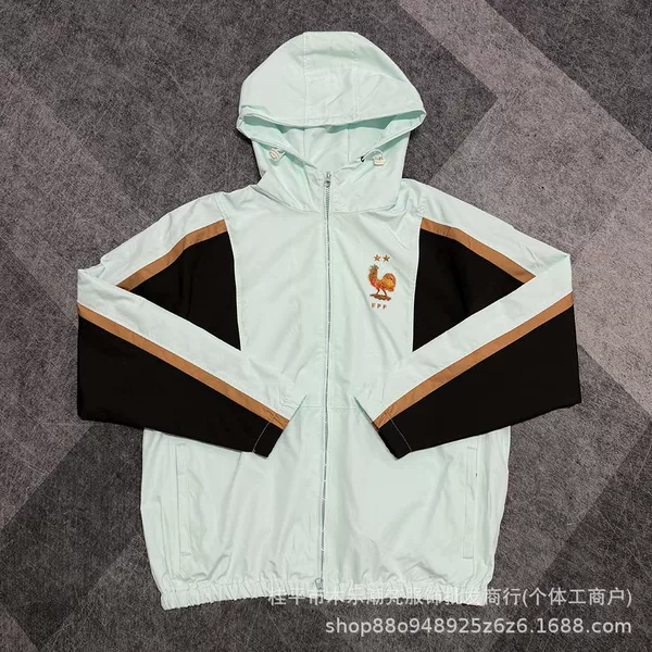 2026 World Cup France National Team Light Green Jacket Hooded Casual Sports Training Football Coat