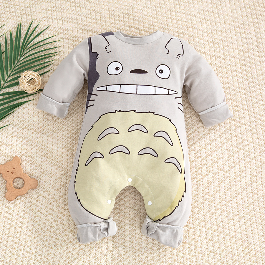 Vestido de una pieza de bebé de anime de primavera y otoño, un tipo de mameluco de manga larga de algodón puro, ropa de recién nacido, vestido de gatear para bebés, vestido de un año