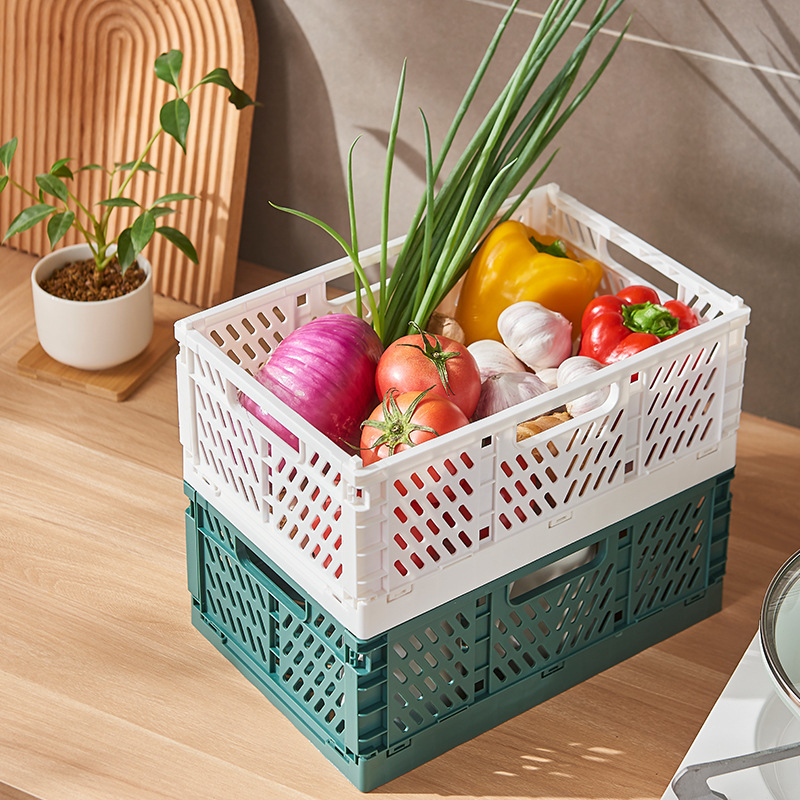 折りたたみプラスチック収納バスケットデスクトップ収納バスケットクリエイティブスナック収納ボックススタックデスクトップリビングルーム冷蔵庫収納バスケット|undefined