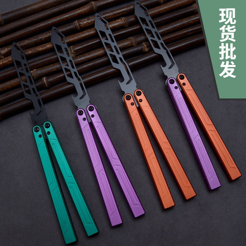 Cuchillo de mariposa CSGO periférico al aire libre práctica cuchillo no corte mango de aluminio entrenamiento cuchillo plegable práctica herramienta en stock al por mayor
