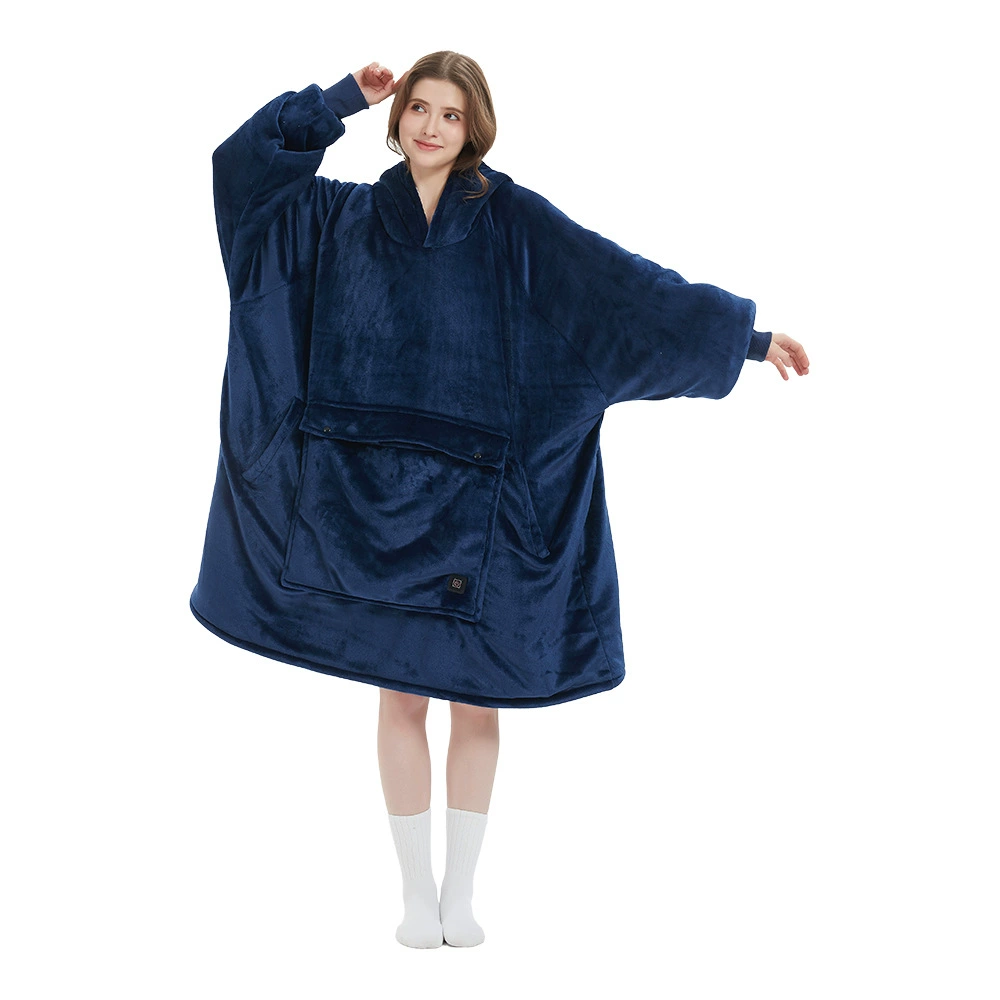  usb heated hooded wearable blanket, 3-zone heating, thickened large size, 5v 2a