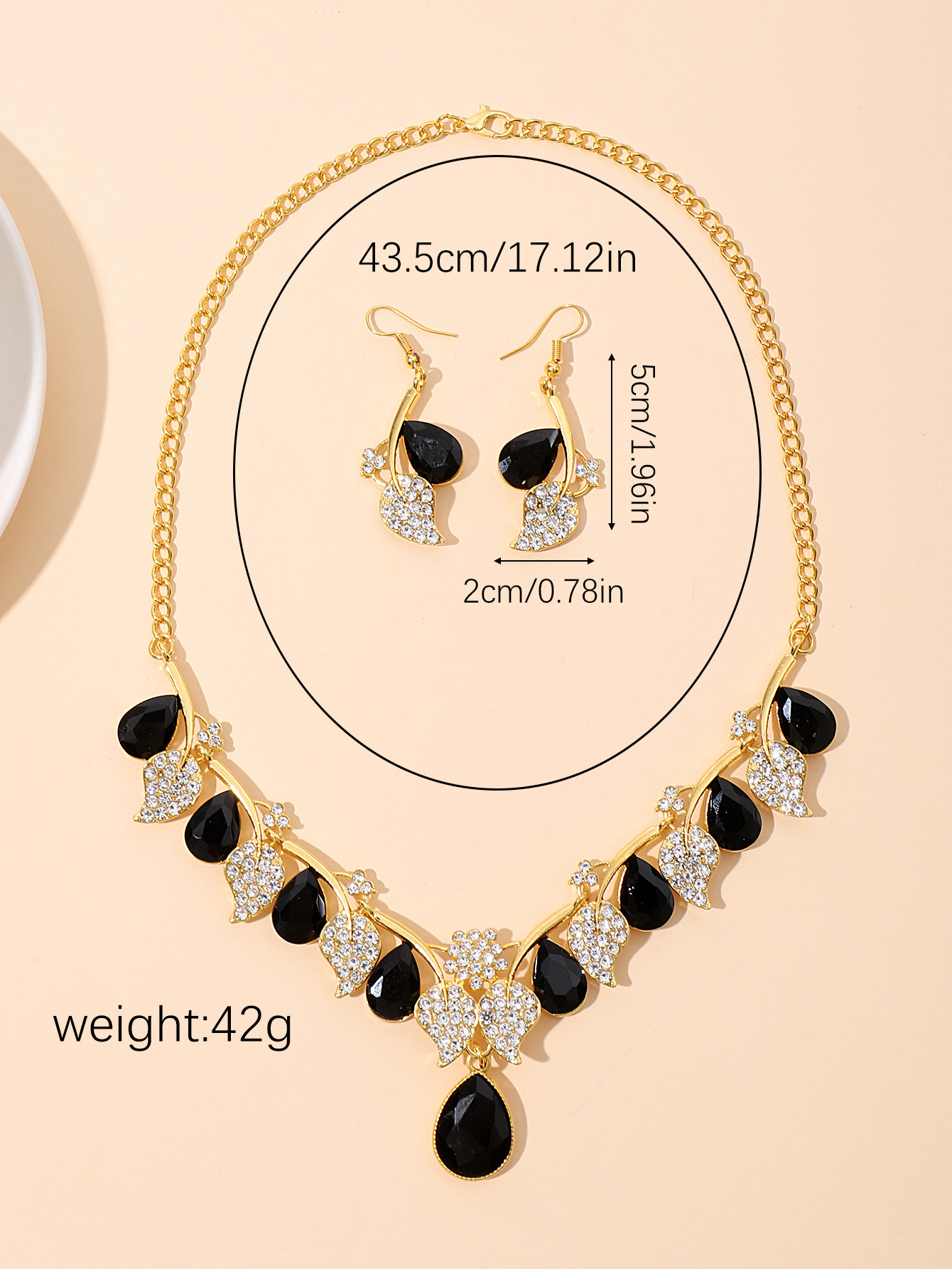 Simple Style Classic Style Leaves Rhinestone Inlay Zircon Women's Earrings Necklace display picture 5