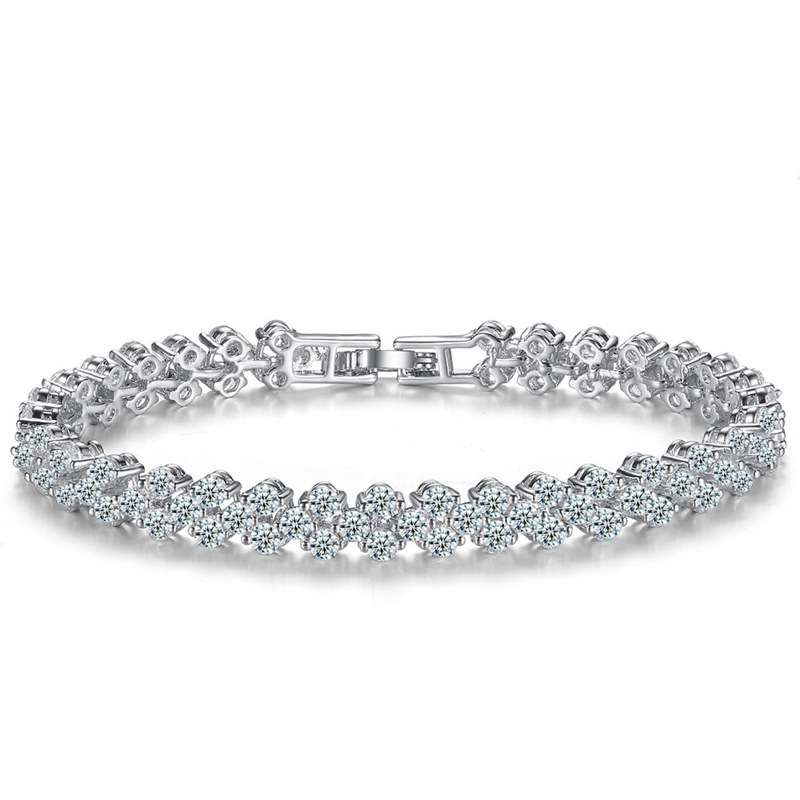 Luxury Colored Gem Roman Bracelet Synthetic Cubic Zirconia Colored Diamond Crystal Zircon Party All-match Bracelet