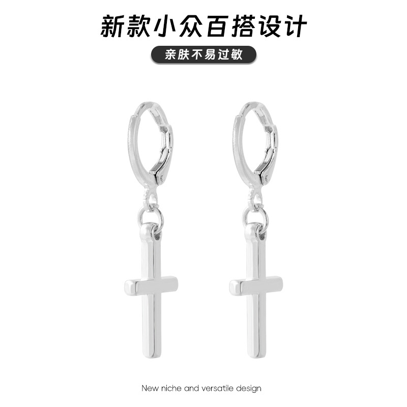 Factory Direct Sales Ins Cross-Border Jewelry, Glossy Cross Earrings, Men's Earrings, Earrings