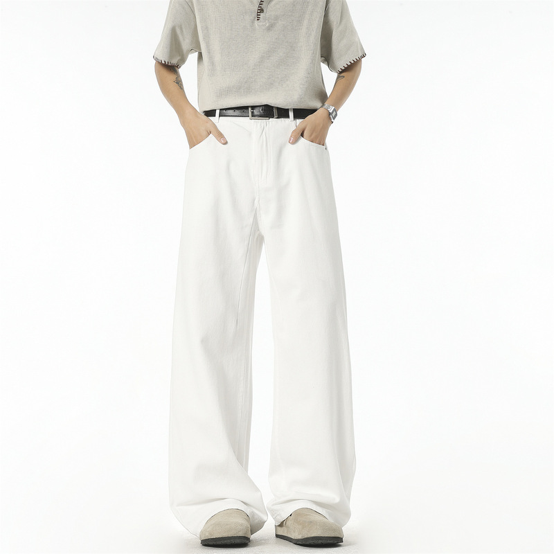 Melard brown wide-leg casual pants for men and women, spring trendy brand cleanfit loose jeans with a drapey straight cut Melard brown wide-leg casual pants for men and women, spring trendy brand cleanfit loose jeans with a drapey straight cut