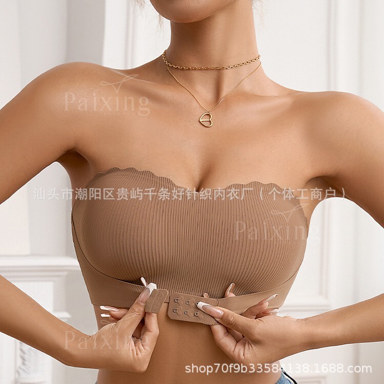 Cross-Border Seamless Wave-Edge Non-Slip Strapless Bra for Women with Front Buckle, Push-Up, Beautiful Back, Strapless, No Underwire Bra Cross-Border Seamless Wave-Edge Non-Slip Strapless Bra for Women with Front Buckle, Push-Up, Beautiful Back, Strapless, No Underwire Bra
