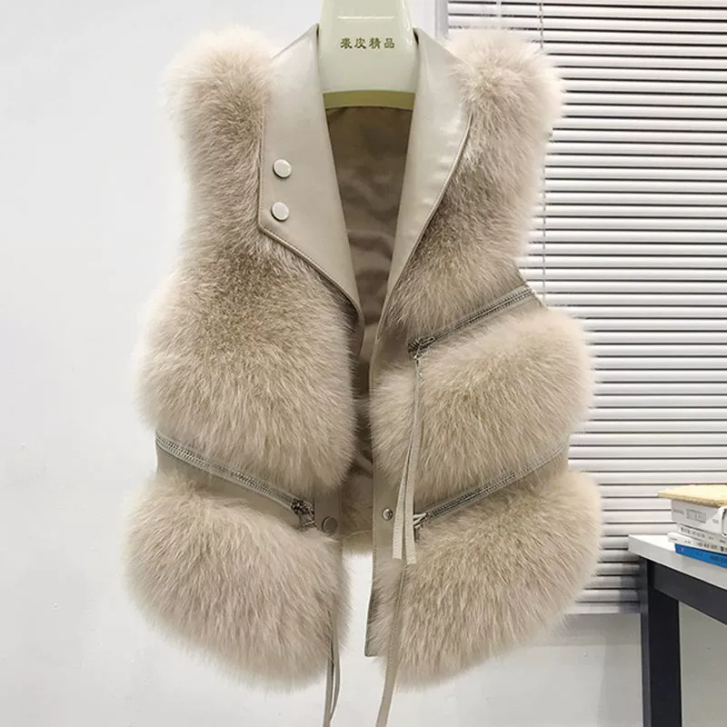 Fashionable Lightweight Fur-Trim Vest Jacket, Slim Fit, 2024 Style, Cozy Winter Layer in Various Colors