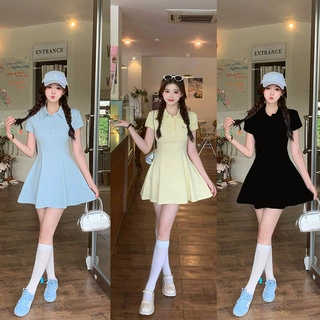 2026夏装新款胖mm大码女甜美polo领收腰显瘦镂空连衣裙
