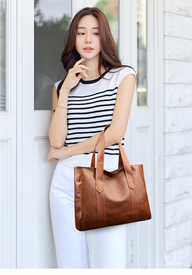 Shoulder Tote Bag For Women, Large Capacity Soft Leather Handbag_voghion.com