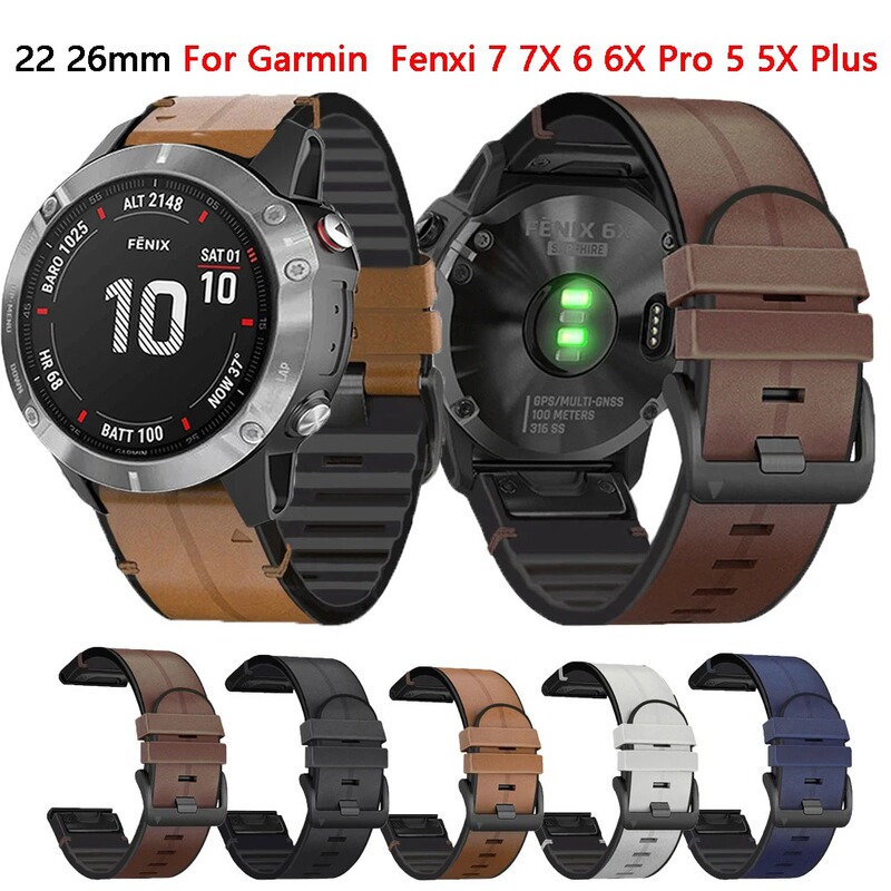 For Jiaming Silicone Leather Strap Garmin Fenix7X 7 6 6X 5 5X 3 945 S62 Wristband