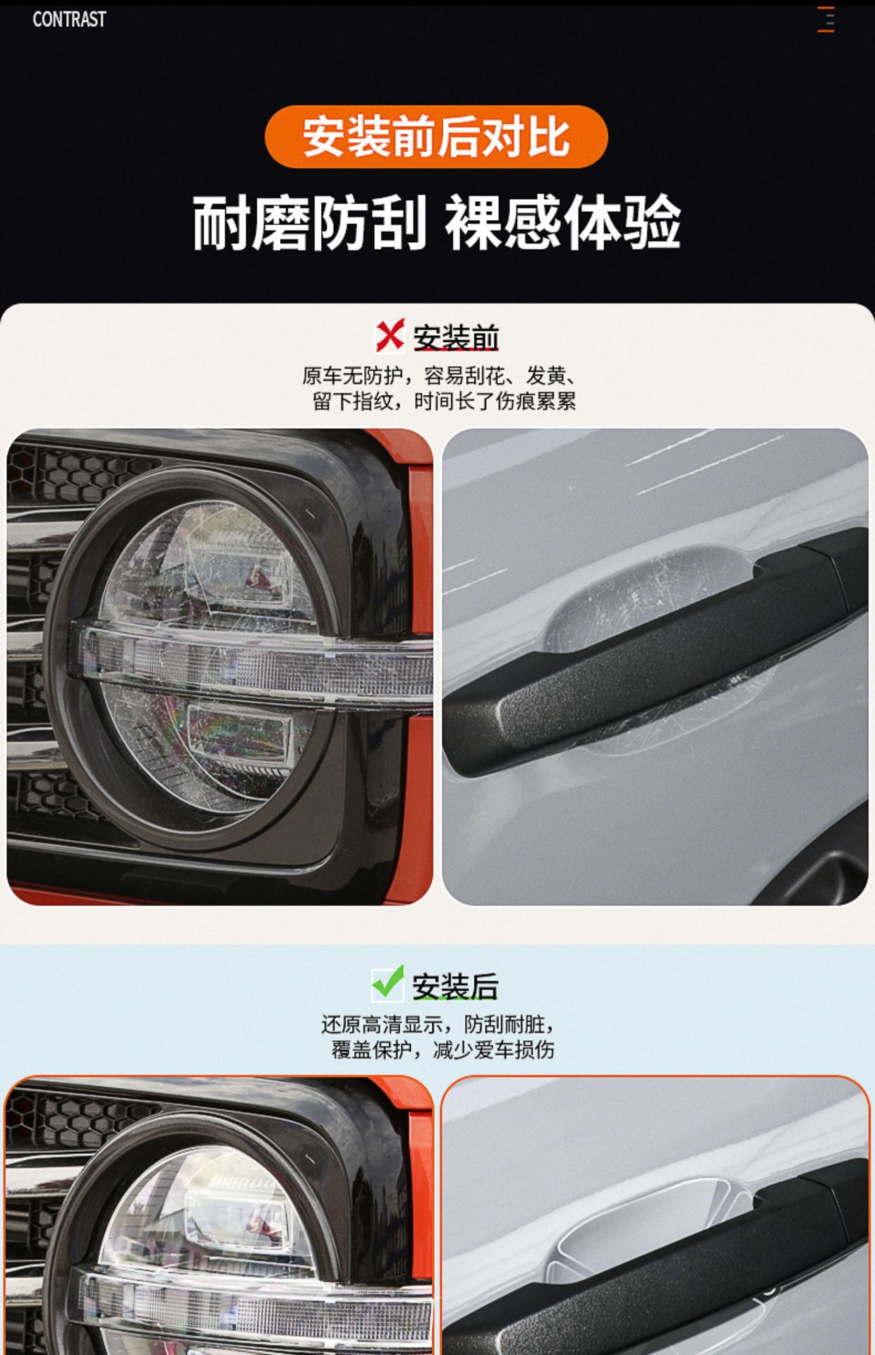 Headlight Film TPU Smoked Black Protective Film For 300/500