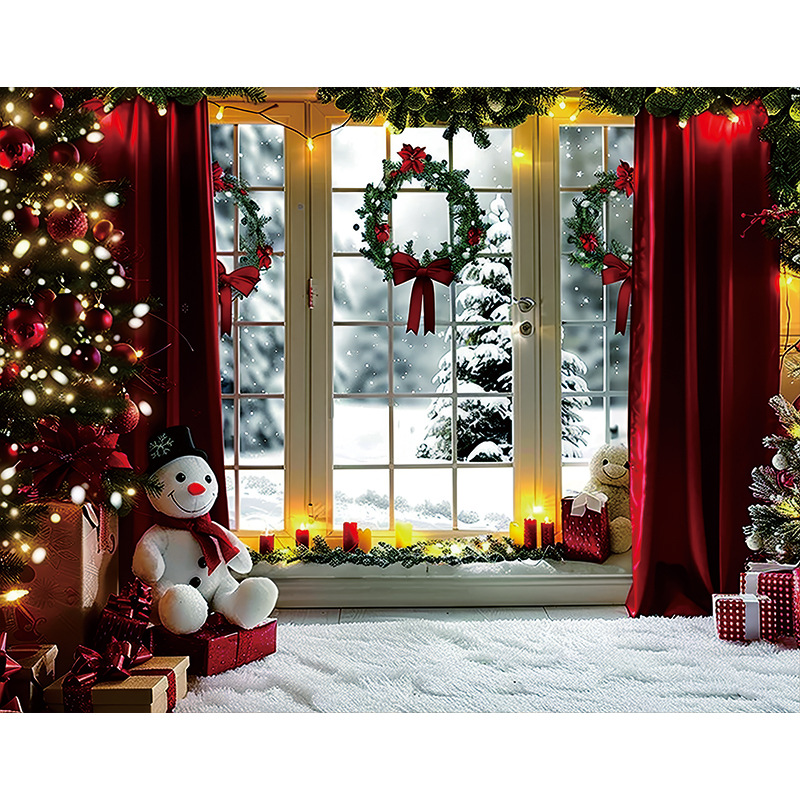 Tela de fondo de estudio de Navidad Actividades de Navidad Decoración de fiesta Tela de pared de fondo Escena de nieve de Navidad Tela colgante de fondo de foto