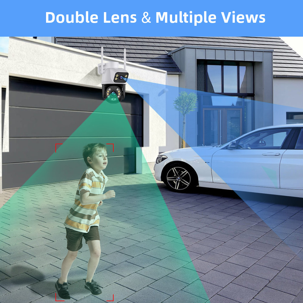 ICSEE 8MP WiFi NVR Seti Çift Lens PTZ IP Kamera 8CH Akıllı Ev Gece Görüşü