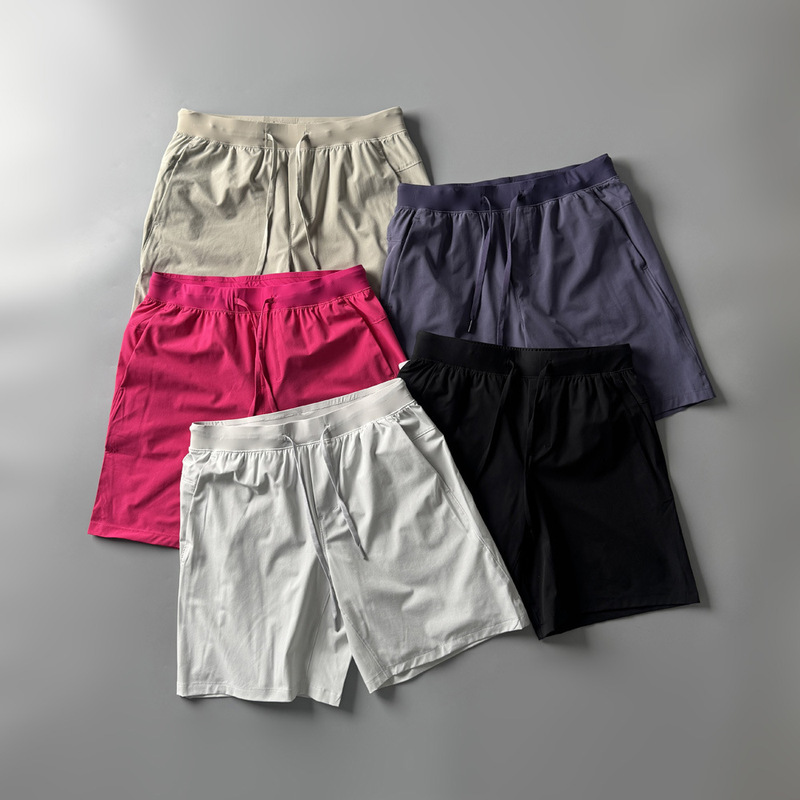 Lulu Same Style Breathable Quick-Drying Shorts Men's Summer Fitness Training Sports Shorts Outdoor Elastic Waist Beach Pants