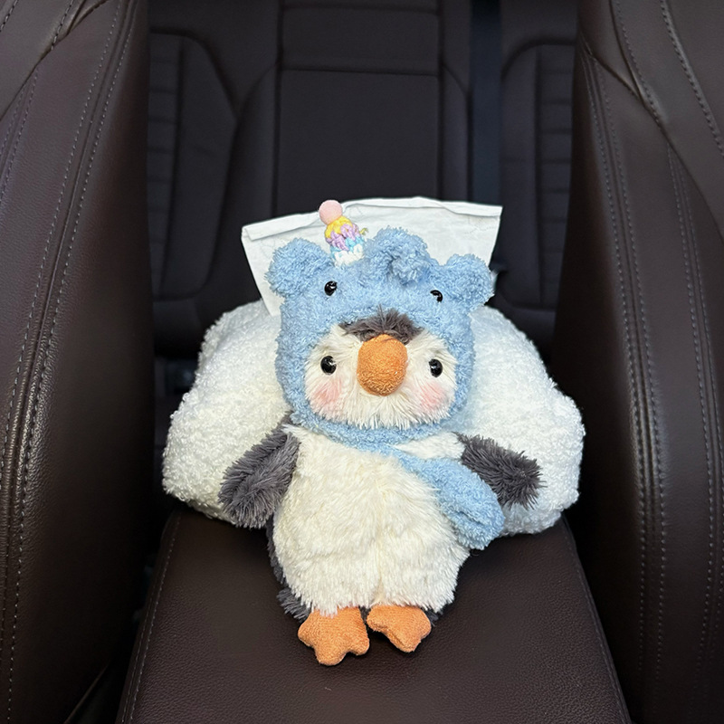 Nuevo pingüino 2025 caja de toallas de automóvil caja de extracción de papel bolsas de toallas de automóvil decoración interior de automóviles nuevos regalos de automóvil