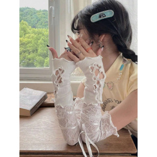 I 33816 Lace tie sun sleeve covers �ٽz�����������׿羳