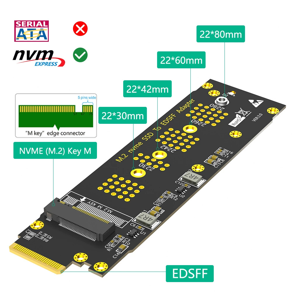 Новый переходник M.2 NVMe → EDSFF, адаптер EDSFF → M.2 NVMe