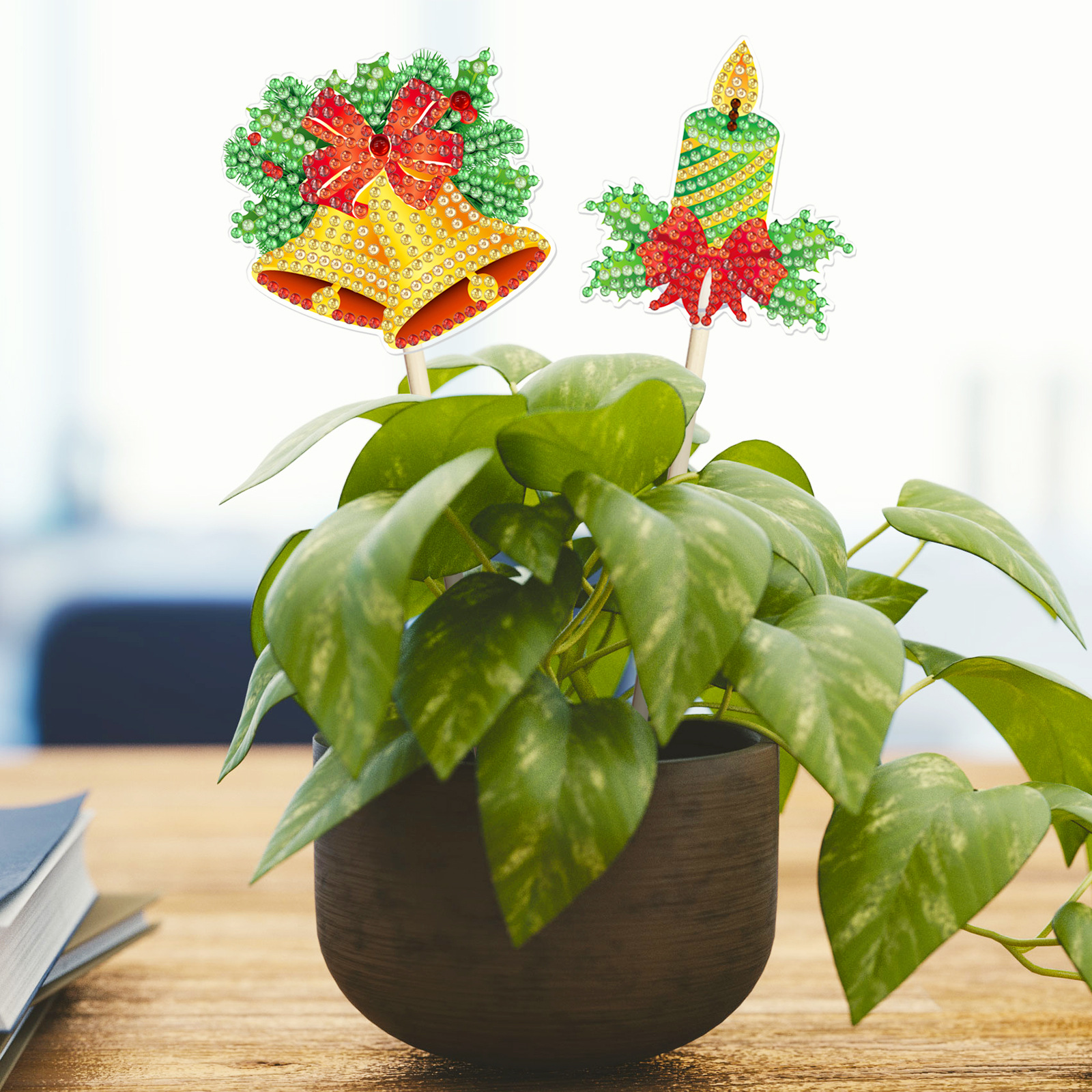 Accesorios para pintura de diamantes: Nuevos adornos de flores y plantas en maceta para pintura de diamantes DIY, palitos decorativos de la serie mandala 5D con diamantes completos.