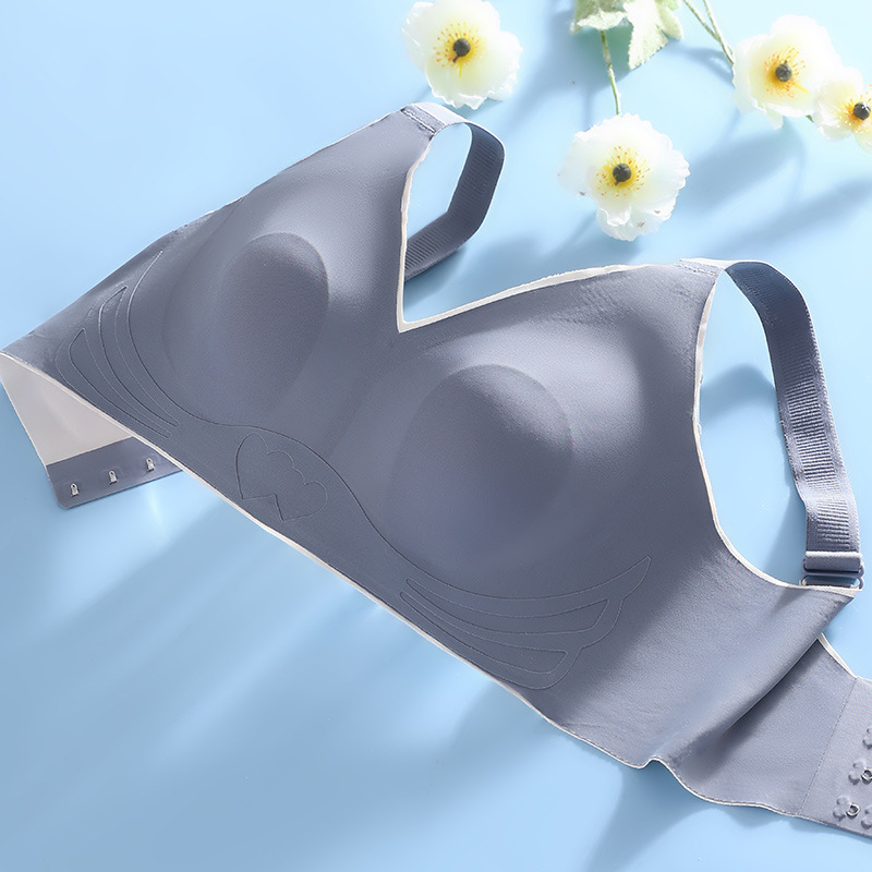 Seamless Large Size Fat Girl Big Chest Showy Small Non-Sponge Bra Ultra-Thin Accessory Breast Anti-Sagging Rabbit Ears Underwear for Women
