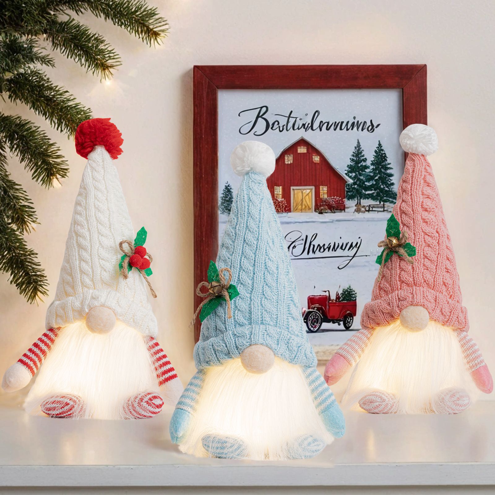 Navidad nueva decoración de alta calidad con lámpara sombrero de punto muñeca luminosa Rudolph muñeca creativa regalos