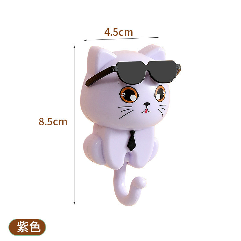 Caricatura adorable gatos gancho de llave multifuncional tipo botón de puerta de entrada gafas gancho de puerta trasera de almacenamiento