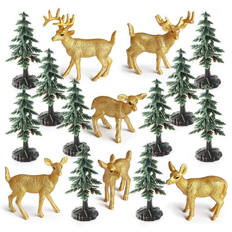 Amazon Navidad escena decoración simulación árbol de Navidad cola blanca ciervo traje arena mesa escritorio decoración modelo estático