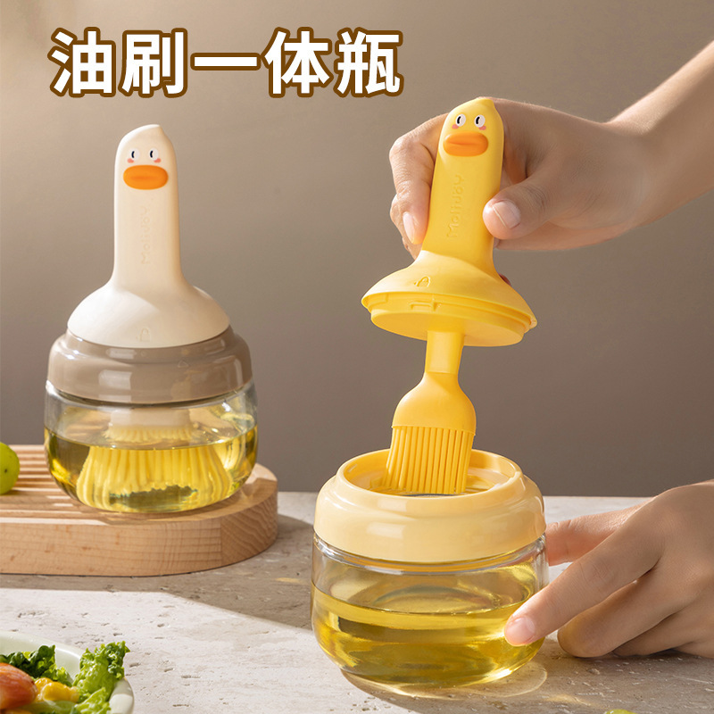 魚仔ロック止めオイルブラシ家庭用一体瓶バーベキュー焙煎専用食品級キッチンブラシ油シリコンブラシ|undefined