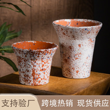 复古手工彩釉粗陶花盆兰花蝴蝶兰创意花器桌面阳台家居田园风批发