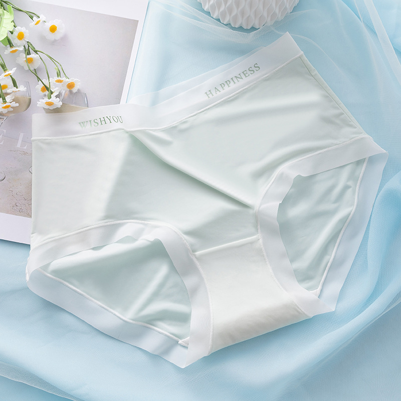 Ropa interior de seda de hielo sin costuras de mujer máscara de cintura media entrepierna de algodón de niña antibacteriana Levantamiento de cadera transpirable más pantalones cortos de tamaño Delgado