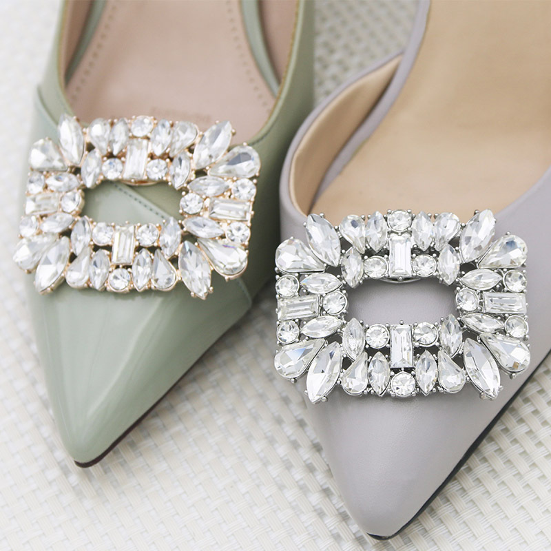 Cruz-frontera zapato de metal hebilla decoración todo-Partido rhinestone zapatos accesorios zapatos de la boda decoraciones de flores accesorios de tacones altos extraíbles