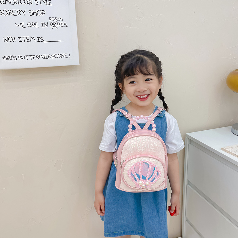 Princesa coreana niños bolsa de moda Linda niña lentejuelas mochila para 1-3 años bebé fuera pequeña mochila de moda
