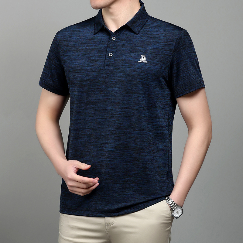 Middle-Aged and Elderly Men's 2026 Ice Silk Tops, 40-50 Year Old Dad Style Polo Shirts, Summer Short-Sleeve T-Shirts for Middle-Aged and Elderly Men