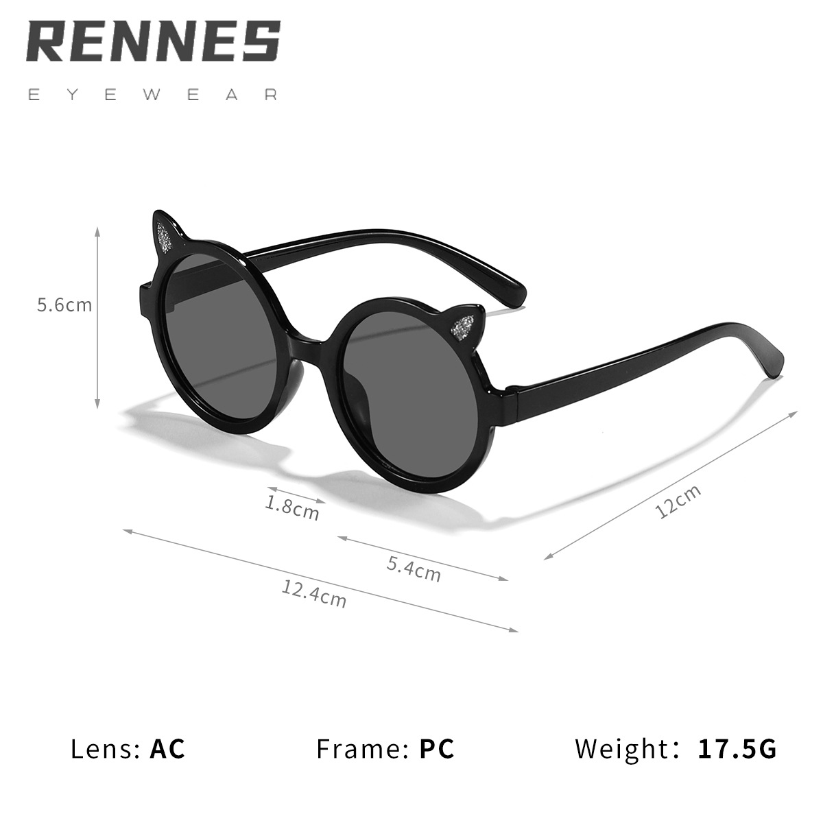 Nuevas gafas de sol para orejas de gato con montura redonda para niños