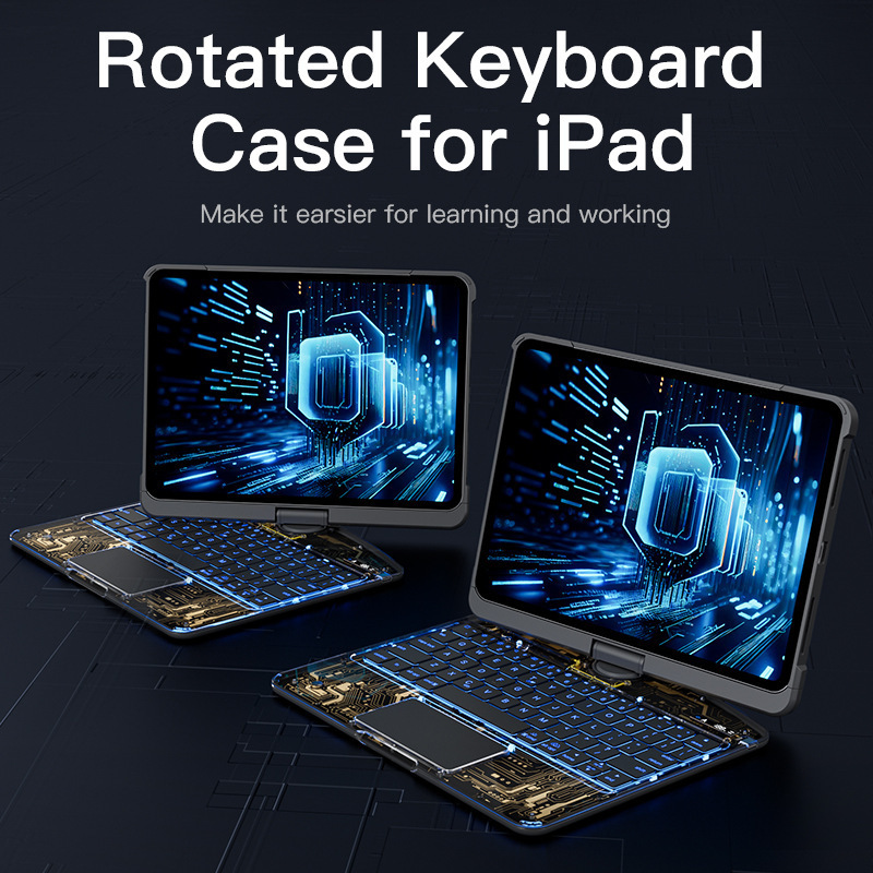 Transparent Rotating iPad Magic Keyboard Suitable for Apple Air5 All-In-One Pro 11inch Protective Case 4-Shell Tablet