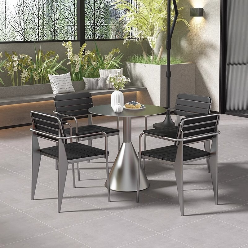 [Factory Processing and Customization] Balcony Leisure Dining Table and Chairs Milk Tea Barbecue Tea Table and Chair Set Outdoor Courtyard Round Table