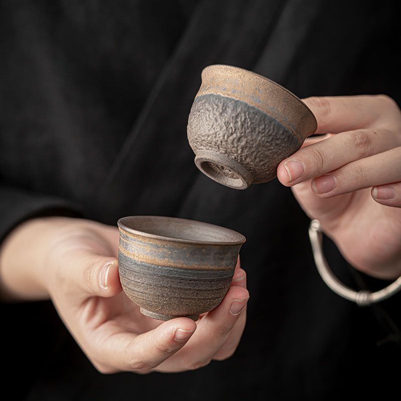 Vintage household stoneware tea cup ceramic kung fu tea set single tea cup small tea bowl kiln change gold Iron glaze Master Cup