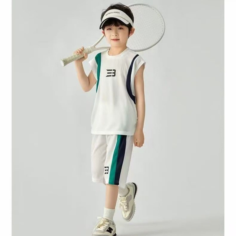 Boys' Suits, Children's Clothing, Children's Casual Sportswear, Medium and Large Children's Summer Breathable Short-Sleeved Clothes, Trendy