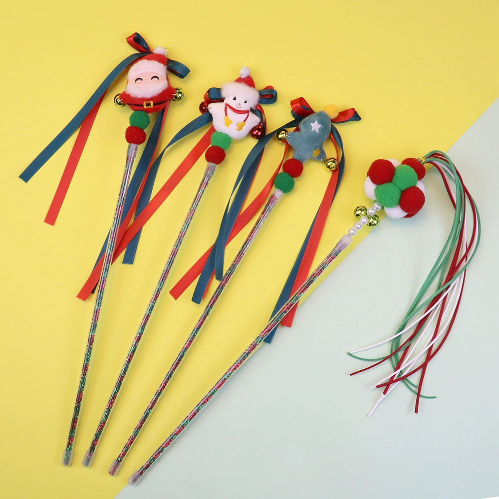 Трансграничная НОВАЯ РОЖДЕСТВЕНСКАЯ кошка палочка колокольчик кошка палка кошка игрушка милая игрушка для кошек рождественские товары для домашних животных
