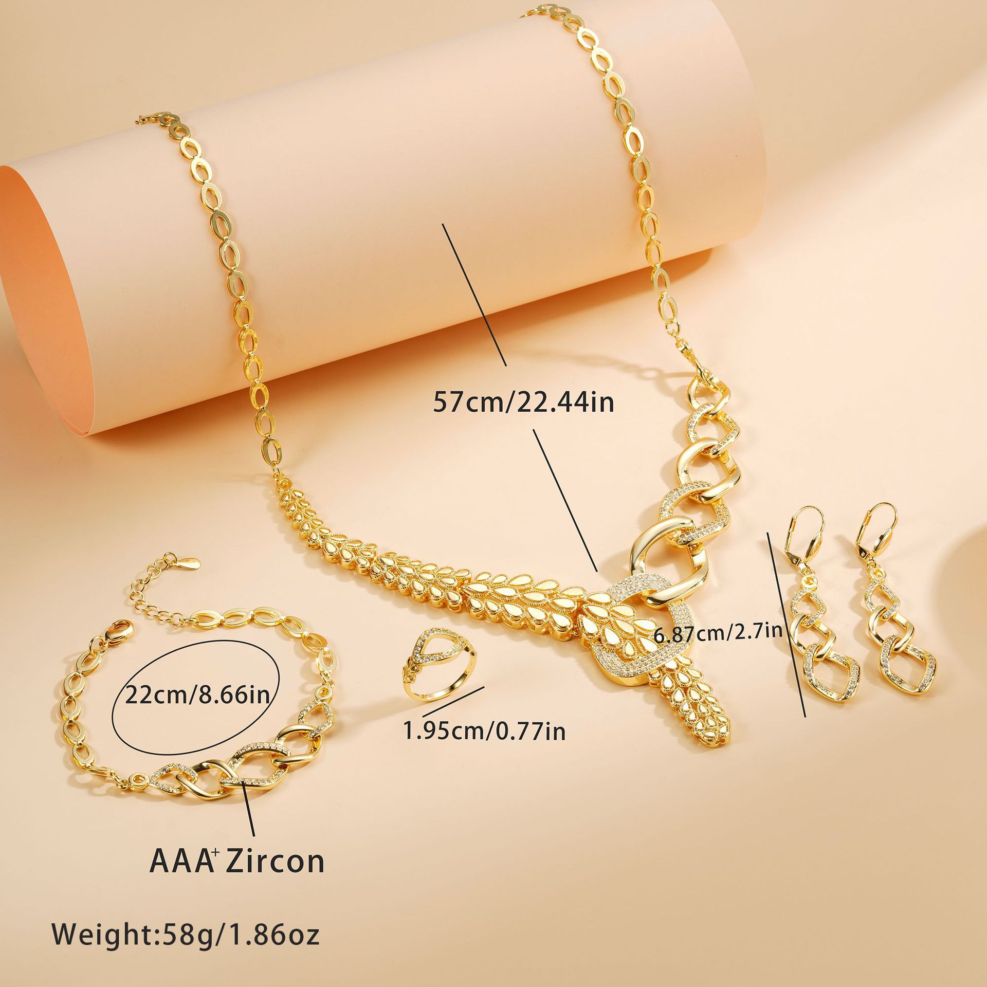 Moda transfronteriza de alta textura vestido de boda joyas collares de diamantes pendientes pulseras anillo conjunto de accesorios de cena image 5