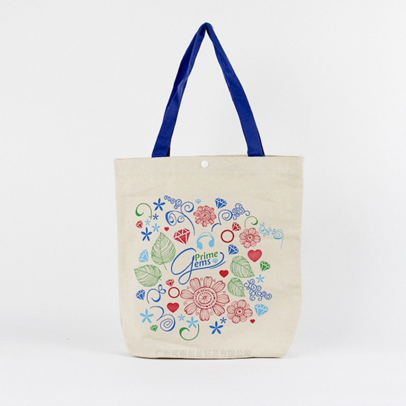 直销企业空白宣传LOGO加印广告礼品帆布手提袋棉布印花创意纽扣包