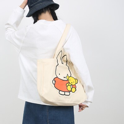 现货批发秋冬米菲兔子大容量手提单肩包学生日系可爱购物帆布袋子