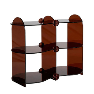 Acrylic Brown Book Display Rack Desktop Drawer Cosmetics Storage Rack Suitable for Living Room Home Bedroom