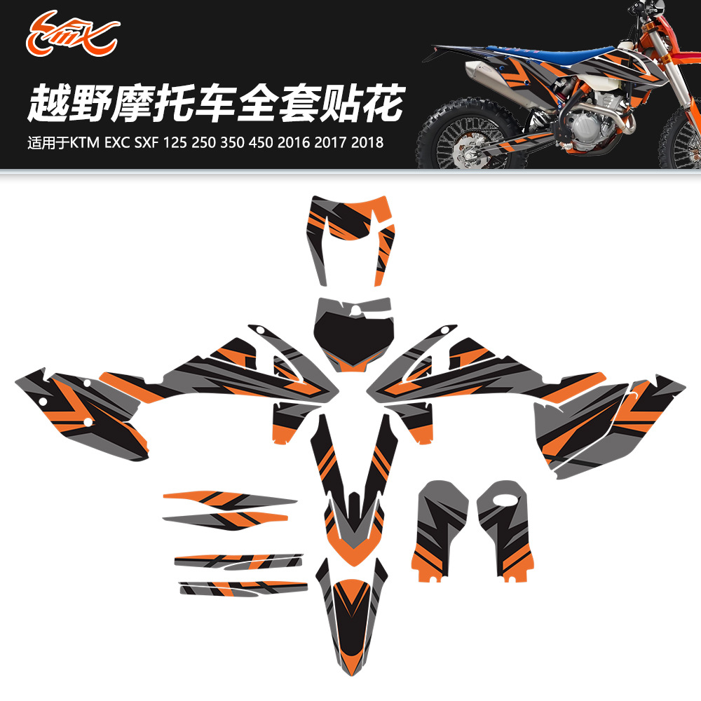 125 - 500 SXF XCF 16 - 18 EXC EXCF XCW 17 - 19 conjunto completo de decalcas para motocicletas