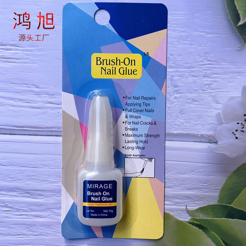 Foreign trade cross-border nail glue 10g independent wear fake nail accessories with brush head nail glue