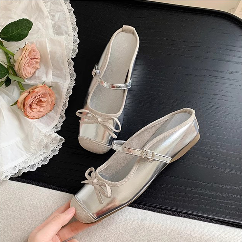 Madre uva dulce niña ~ Estilo francés, arco, boca baja, ballet, medio arrastre, zapatos individuales, nuevo estilo femenino