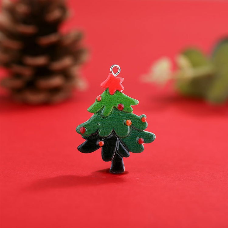 Resina navideña con anillo colgante pequeño colgante accesorios de joyería DIY suministros de decoración de árboles de Navidad adornos colgantes pequeños
